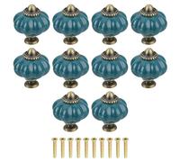 sourcing map Lot de 10 boutons de tiroir décoratifs en céramique avec 10 vis pour tiroirs d'armoire, placards et placards Bleu sarcelle 38 mm