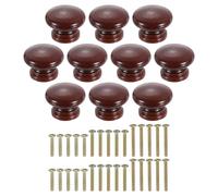 sourcing map Lot de 10 boutons de tiroir ronds en bois en forme de champignon avec vis pour meubles, tiroirs, commodes, armoires, armoires - 3,3 x 2,6 cm (marron foncé)