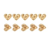 sourcing map Lot de 10 boutons en métal en forme de cœur avec trou unique pour couture, chemisier, chemise, vêtements et accessoires, 14 mm, doré mat