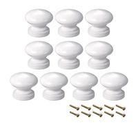 Sourcing Map Lot de 10 boutons ronds en bois de 24 mm de diamètre pour armoire, meuble de cuisine Blanc