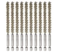 sourcing map Lot de 10 brosses d'alésage en laiton de 8 mm de diamètre 11,4 cm de long avec poignée et tige hexagonale de 6,35 mm pour tubes, ports, roulements, jaune