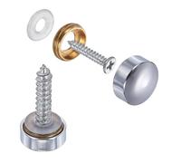 sourcing map Lot de 10 cache-vis en laiton pour miroir - Capuchons décoratifs pour panneaux publicitaires - 10 mm de diamètre - Argent poli