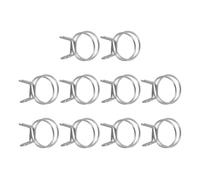 sourcing map Lot de 10 colliers de serrage à ressort à double fil de 28 mm de diamètre intérieur, clips à ressort réglables en acier inoxydable pour tuyau de carburant, tuyau en silicone, tuyau d'eau,