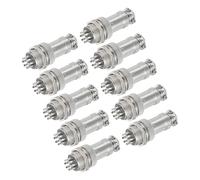sourcing map Lot de 10 connecteurs aviation GX16 à 10 broches 250 V 15 A 16 mm Connecteur circulaire en métal avec prise mâle femelle pour remorques, drones, équipements industriels, argent