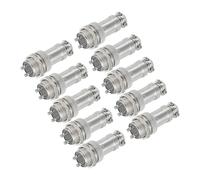 sourcing map Lot de 10 connecteurs aviation GX16 à 2 broches 250 V 15 A 16 mm en métal avec prise mâle femelle pour remorques, drones, équipements industriels, argent