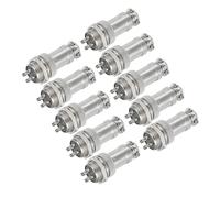 sourcing map Lot de 10 connecteurs d'aviation GX16 à 4 broches 250 V 15 A 16 mm en métal avec prise mâle femelle pour remorques, drones, équipements industriels, argent