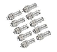 sourcing map Lot de 10 connecteurs d'aviation GX16 à 9 broches 250 V 15 A 16 mm en métal avec prise mâle femelle pour remorques, drones, équipements industriels, argent