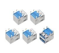 sourcing map Lot de 10 connecteurs femelles USB 3.0 de type A double port, 18 broches DIP 90 degrés, adaptateur de remplacement pour prise d'alimentation électronique, projets de bricolage, bleu