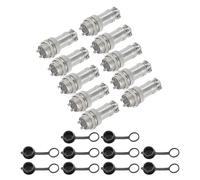 sourcing map Lot de 10 connecteurs GX16 à 2 broches pour aviation 250 V 15 A 16 mm avec prise mâle femelle et capuchons étanches pour remorques, drones, équipements industriels, argent