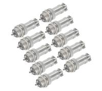 sourcing map Lot de 10 connecteurs GX16 à 3 broches pour aviation 250 V 15 A 16 mm Connecteur circulaire en métal avec prise mâle femelle pour remorques, drones, équipements industriels, argent