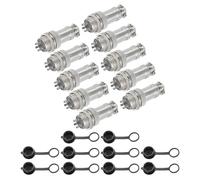 sourcing map Lot de 10 connecteurs GX16 à 5 broches pour aviation 250 V 15 A 16 mm Connecteur circulaire en métal avec prise mâle femelle et capuchons étanches pour remorques, drones, équipements