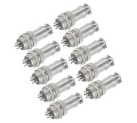 sourcing map Lot de 10 connecteurs GX16 à 6 broches pour aviation 250 V 15 A 16 mm Connecteur circulaire en métal avec prise mâle femelle pour remorques, drones, équipements industriels, argent
