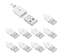sourcing map Lot de 10 connecteurs mâles USB 2.0 de type A, bornes à souder à 4 broches avec trou de câble de 3 mm pour kit de réparation de câble, alimentation, projets de microcontrôleur, blanc
