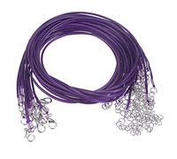 sourcing map Lot de 10 cordons cirés en vrac, 58,4 cm et 1,5 mm de diamètre avec fermoir pour pendentifs, bracelets, colliers, fournitures de fabrication de bijoux, violet foncé