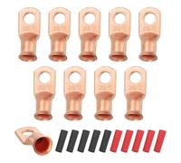 sourcing map Lot de 10 cosses de batterie 2 AWG - Calibre 2 - 5/16" - Connecteurs en cuivre - Gaine thermorétractable 2:1 - Doré