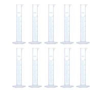 sourcing map Lot de 10 cylindres gradués en plastique, 25 ml, béchers à tube à essai, marquage métrique double face, base hexagonale transparente pour laboratoire et maison