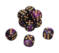 sourcing map Lot de 10 dés standard à 6 faces, 2 couleurs, 16 mm en acrylique D6, mini dés polyédriques pour jeux de table, violet et noir/doré