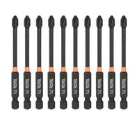 sourcing map Lot de 10 embouts de tournevis à percussion cruciformes PH2 6,35 mm à tige hexagonale de 90 mm de long, forets à tête cruciforme magnétique en acier S2 pour visseuses à percussion, noir