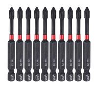 sourcing map Lot de 10 embouts de tournevis à percussion Phillips PH1 6,35 mm à tige hexagonale de 70 mm de long, forets à tête cruciforme magnétique en acier S2 pour visseuses à percussion, noir