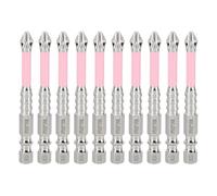 sourcing map Lot de 10 embouts de tournevis à percussion Phillips PH2 6,35 mm Tige hexagonale 70 mm Embouts magnétiques antidérapants à tête cruciforme K5 en acier, rose