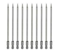 sourcing map Lot de 10 embouts de tournevis à tête Torx T10 6,35 mm Tige hexagonale de 150 mm de long Magnétique sans trou Inviolable 6 points Étoile Tournevis de perceuse forets en acier S2