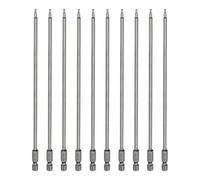 sourcing map Lot de 10 embouts de tournevis à tête Torx T10 6,35 mm Tige hexagonale de 200 mm de long magnétique sans trou Inviolable 6 points en acier S2 industriels