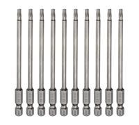 sourcing map Lot de 10 embouts de tournevis à tête Torx T15 6,35 mm Tige hexagonale 100 mm de long Magnétique sans trou Inviolable 6 points Tournevis en acier S2 industriels