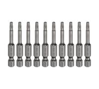 sourcing map Lot de 10 embouts de tournevis à tête Torx T15 6,35 mm Tige hexagonale 50 mm de long Magnétique sans trou Inviolable 6 points Étoile Tournevis visseurs industriels