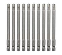 sourcing map Lot de 10 embouts de tournevis à tête Torx T30 6,35 mm Tige hexagonale de 100 mm de long Magnétique sans trou Inviolable 6 points Étoile Tournevis de forage en acier S2 Tournevis
