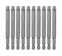 sourcing map Lot de 10 embouts de tournevis à tête Torx T45 6,35 mm Tige hexagonale 100 mm de long Magnétique sans trou Inviolable 6 points Étoile Tournevis visseurs industriels S2