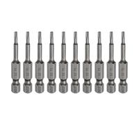 sourcing map Lot de 10 embouts de tournevis à tête Torx T9 6,35 mm Tige hexagonale 50 mm de long Magnétique sans trou Inviolable 6 points Étoile Tournevis visseurs industriels