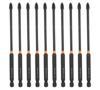 sourcing map Lot de 10 embouts de tournevis cruciformes PH2 à tige hexagonale de 150 mm de long en acier S2 pour visseuses à percussion, noir/jaune
