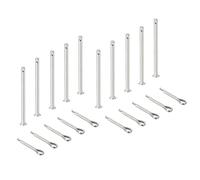 sourcing map Lot de 10 goupilles de chape M4 x 80 mm, en acier inoxydable 304, système de verrouillage à tête plate à tête plate avec goupilles fendues pour installation de meubles, remorque, tondeuse