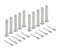 sourcing map Lot de 10 goupilles de chape M6 x 40 mm, en acier inoxydable 304, système de verrouillage à tête plate à tête plate avec goupilles fendues pour installation de meubles, remorque, tondeuse