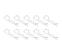 sourcing map Lot de 10 goupilles fendues à ressort en acier carbone plaqué zinc 4 mm x 90 mm en forme de R pour appareils ménagers, équipements de sport, réparation mécanique automobile (blanc)