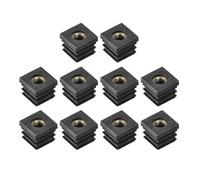 sourcing map Lot de 10 inserts pour tubes carrés avec filetage M8, pour tubes carrés de 2 x 2 cm, bouchons en plastique noir pour roulettes de chaise, bouchons de pieds de meubles