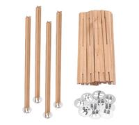sourcing map Lot de 10 mèches de bougie en bois naturel, 1,3 x 15 cm, avec support en forme de croix, fournitures pour la fabrication de bougies faites à la main