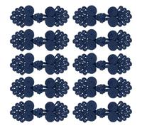 sourcing map Lot de 10 paires de boutons chinois en forme de grenouille avec perles pour couture, manteaux, manteaux, pulls, costumes de mariée, 2,5 x 6,9 cm Bleu marine