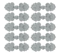 sourcing map Lot de 10 paires de boutons chinois en forme de grenouille avec perles pour couture, manteaux, manteaux, pulls, costumes de mariée, 2,4 x 6,9 cm Gris