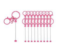 sourcing map Lot de 10 porte-clés à perles en métal, vierges et mignons, pour loisirs créatifs, fabrication de bijoux, rose rouge