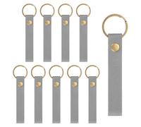 sourcing map Lot de 10 porte-clés vierges en cuir synthétique avec porte-clés pour fournitures de bricolage, cadeaux (gris, 11,4 x 1,5 cm)