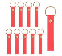 sourcing map Lot de 10 porte-clés vierges en cuir synthétique avec porte-clés pour fournitures de bricolage, cadeaux (rouge, 11,4 x 1,5 cm)