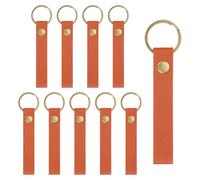 sourcing map Lot de 10 porte-clés vierges en cuir synthétique avec porte-clés pour fournitures de bricolage, cadeaux (orange, 11,4 x 1,5 cm)