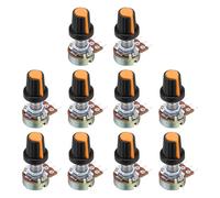 sourcing map Lot de 10 potentiomètres WH148 B100K Ohm, 3 broches, résistances variables, potentiomètre rotatif linéaire simple avec boutons rotatifs oranges et écrous, rondelles