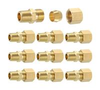 sourcing map Lot de 10 raccords de tuyau en laiton, raccord de tube de compression mâle en laiton de 6,35 mm de diamètre extérieur x 0,6 cm NPT, connecteur de raccord de raccord droit en laiton pour