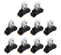 sourcing map Lot de 10 relais de puissance électromagnétique CC 12 V, relais à bobine d'alimentation 8 broches 5 A avec indicateur LED et base de prise DPDT 2NO 2NC - MY2NJ pour appareils industriels