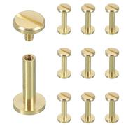 sourcing map Lot de 10 rivets à vis Chicago M4 x 16 mm en métal Phillips pour bricolage, ceinture en cuir, sac, loisirs créatifs, reliure, laiton