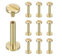 sourcing map Lot de 10 rivets à vis Chicago M4 x 20 mm en métal Phillips pour bricolage, ceinture en cuir, sac, loisirs créatifs, reliure, laiton