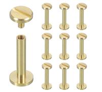 sourcing map Lot de 10 rivets à vis Chicago M4 x 22 mm en métal Phillips pour bricolage, ceinture en cuir, sac, loisirs créatifs, reliure, laiton