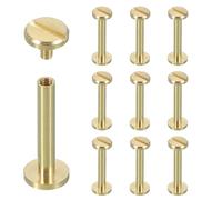 sourcing map Lot de 10 rivets à vis Chicago M4 x 25 mm en métal Phillips pour bricolage, ceinture en cuir, sac, loisirs créatifs, reliure, laiton